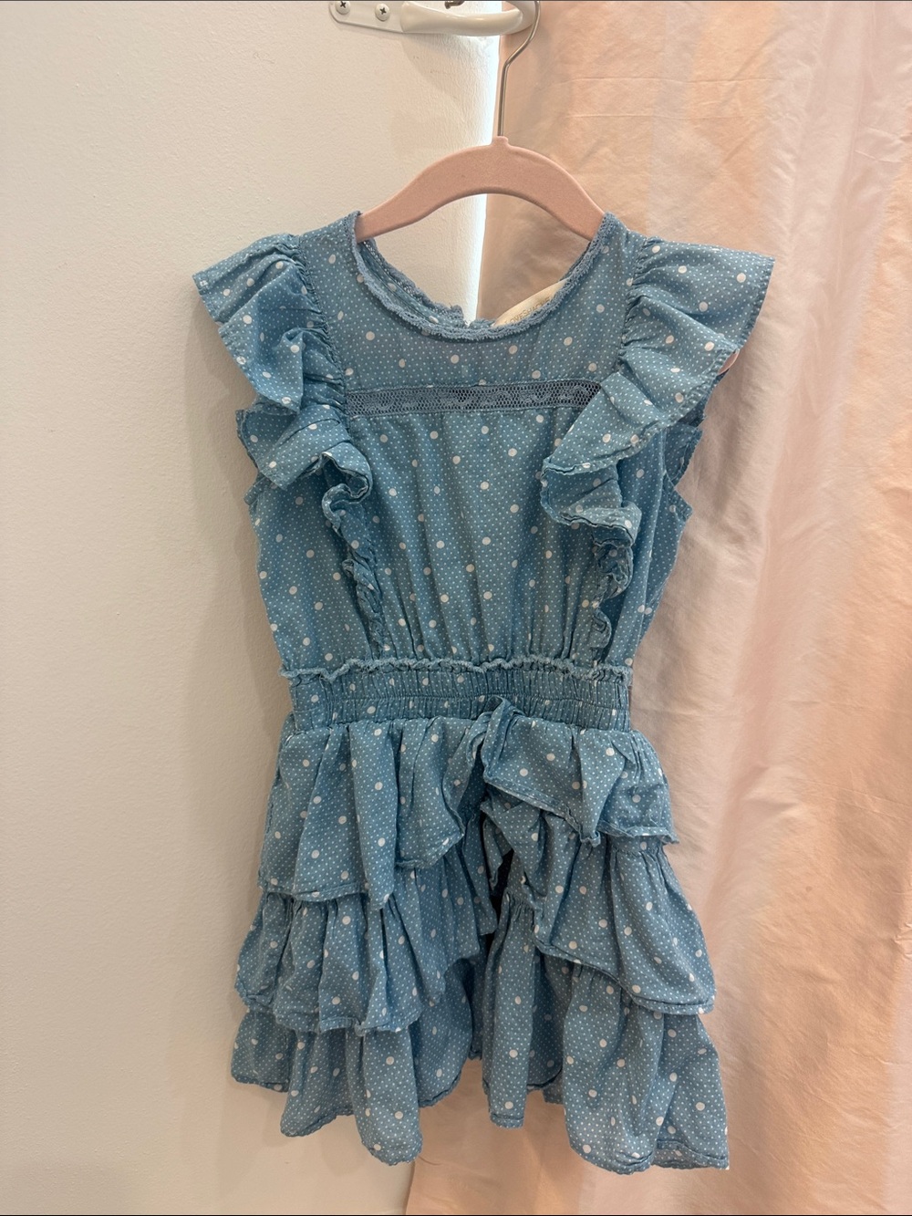 LoveShackFancy Blue Polka Dot Ruffle Tiered Dress